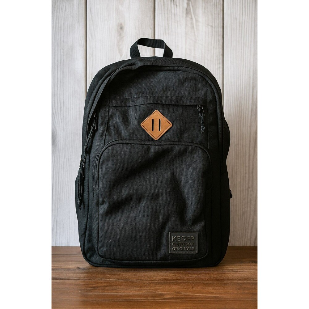 KEOFID Black Anti-Theft Backpack, 15.6in Laptop Fit, USB Port, 17.3x12.6x7.2in